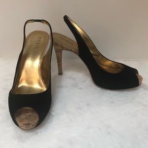 Guess suede sling back shoes.